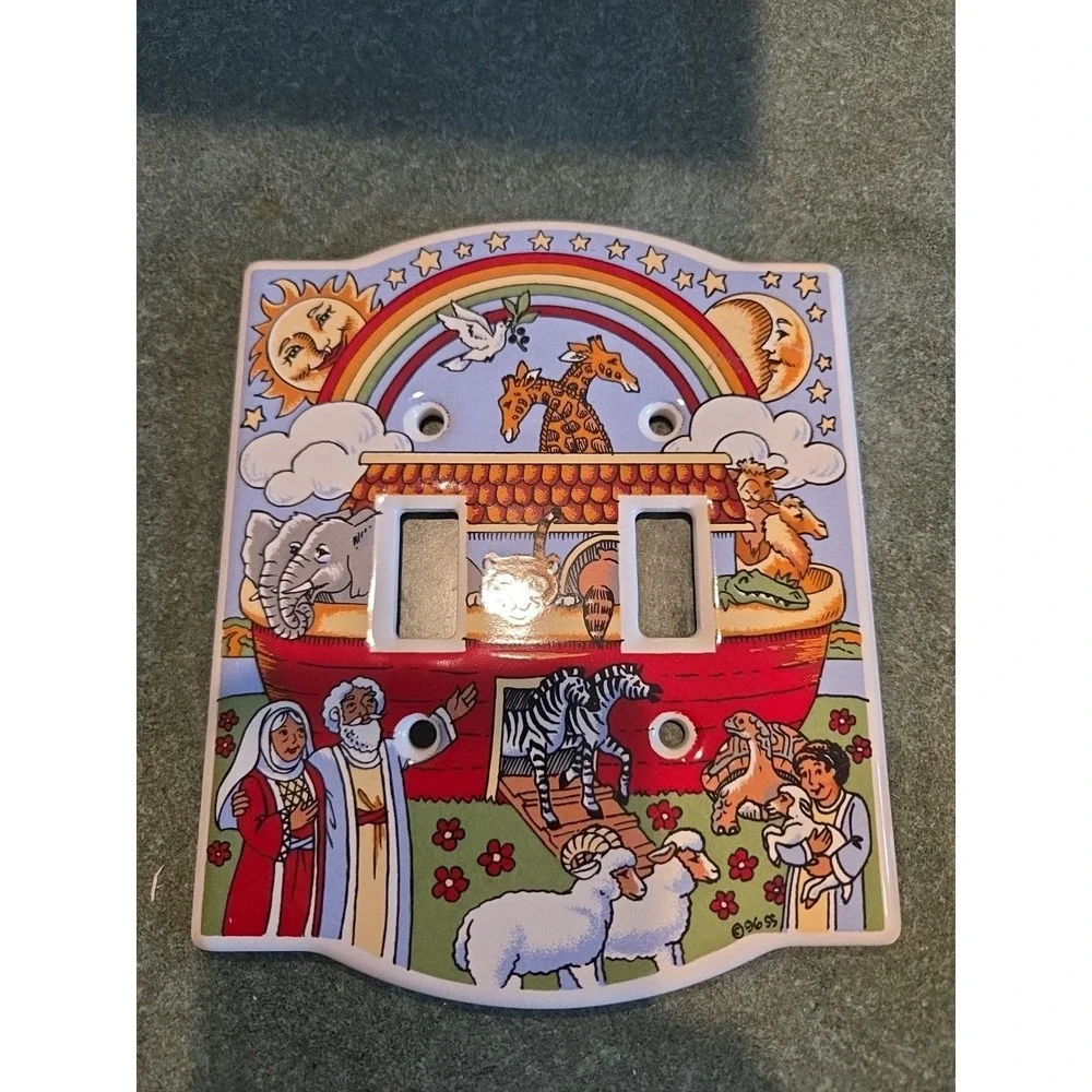 Vintage Noah's Ark Ceramic Double Toggle Light Switch Plate